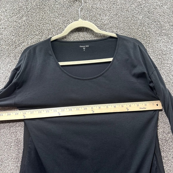 Garnet Hill Blouse Top Women XS Black Long Sleeve Silk Back Scoop Neck - Picture 5 of 12